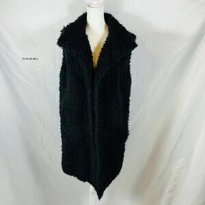 Theory Women's Visterna  Black Faux Fur Teddy Vest Size Large